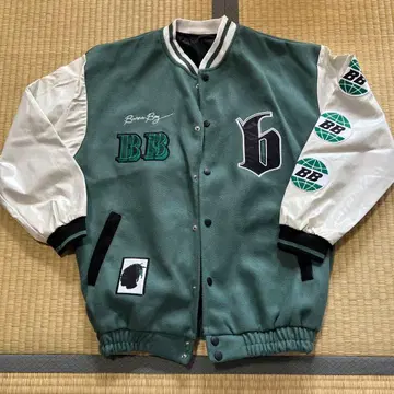 MAN 바시티 자켓 그린/화이트