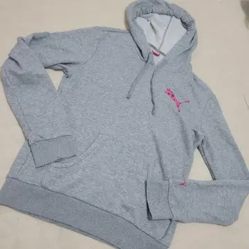 푸마 그레이 후드 부착 맨투맨