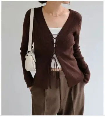 [ 택 포함 새상품 ] andme 레이스업 니트 L 사이즈