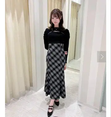 evelyn 체크 핏 롱 원피스 블랙 니트 에블린