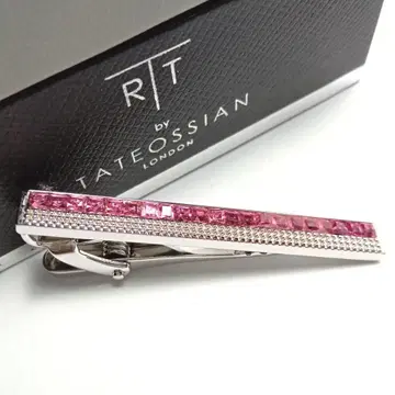 tat61 새상품 타테오시안 넥타이핀 실버 x 핑크 스와로브스키