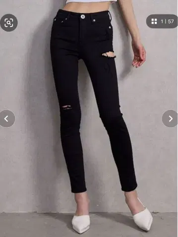 GYDA 미들 허리 SIDE RIPPED 컬러 스키니 팬츠