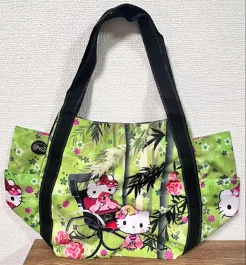 헬로키티 일본풍 패턴 프린트 토트백 대나무 숲