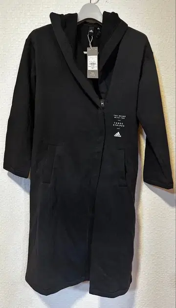 adidas 블랙 후드 부착 롱 코트 택 포함 새상품