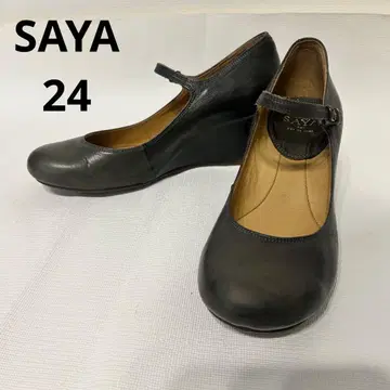 SAYA 펌프스 웨지솔 가죽 천연 가죽 스트랩 24cm