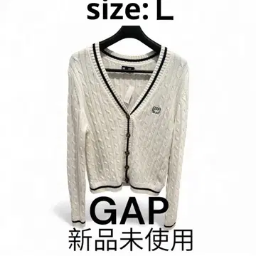 GAP 미사용 새상품 화이트 V넥 케이블 짜임 가디건