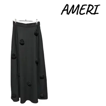 AMERI 블랙 플라워 모티브 롱 스커트 M size