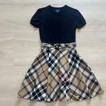 BLUE LABEL 반팔 원피스 네이비/체크