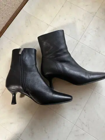 니카 여성용 가죽 부츠 와이드 스퀘어 사이드 지퍼 부착