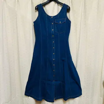 데님풍 A라인 슬리브리스 원피스