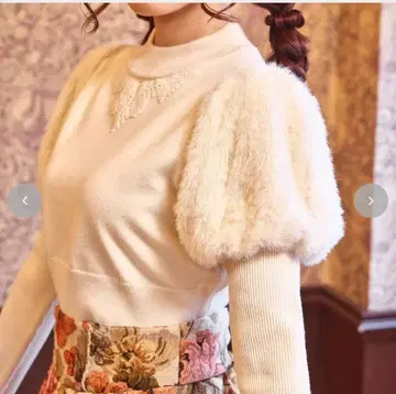 노엘 드 메모와르 소매 페더 니트 풀오버 (쿠루미) LL 택 포함 새상품