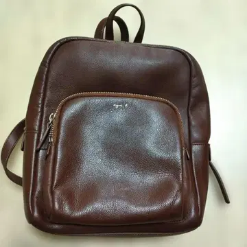 레어 agnis b. 브라운 가죽 백팩