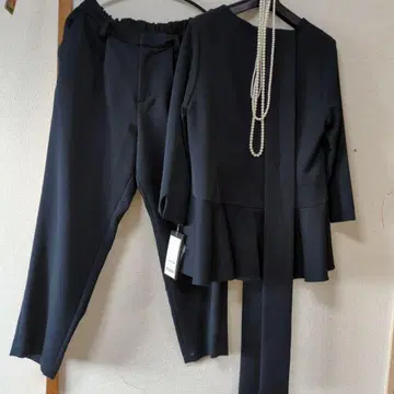 RUIRUE 택 포함 새상품 포멀 팬츠 드레스 수트 페플럼 허리 리본 L