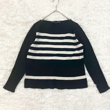 스픽 앤 스팬 보더 니트 라운드넥 블랙 화이트 캐주얼 긴팔