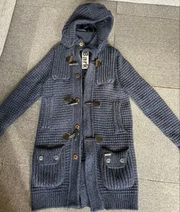 [ Bark ] 바크 롱 니트 더플 코트 네이비 XS