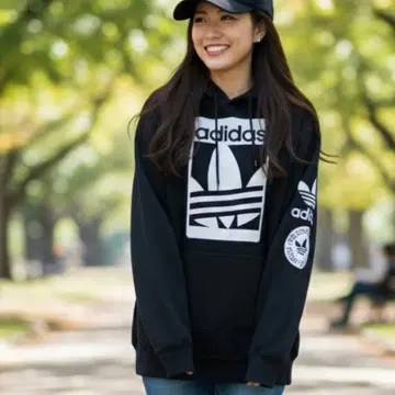 아디다스 후드티 트레포일 남녀 공용 무료배송 블랙 XL 사이즈