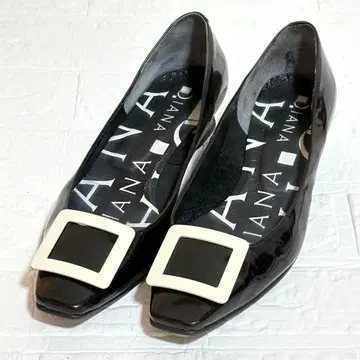 DIANA 다이애나 버클 펌프스 23cm 블랙 스퀘어토 로우힐