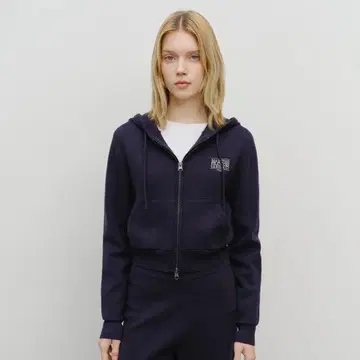 마리떼 프랑소와 저버 크롭 니트 후드티 집업 네이비 S