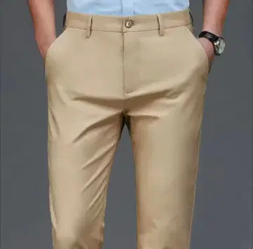 스트레치 소재 고급 실루엣 치노 팬츠 (베이지)