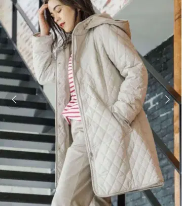 슈라루 발수 충전솜 퀼팅 코트 내추럴 베이지