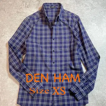 DEN HAM 플란넬 셔츠 네이비/그레이 두꺼운 원단 체크 무늬 XD