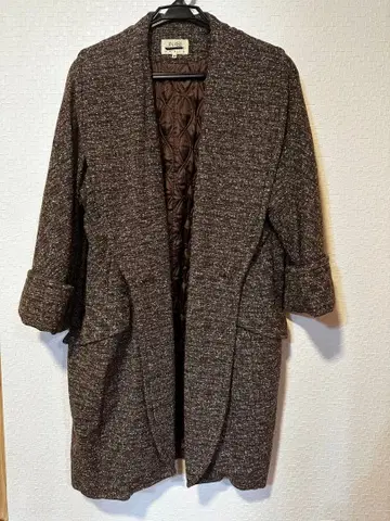 브라운 니트 롱 코트