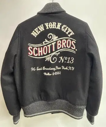 SCHOTT 멜톤 바시티 자켓 size S 블랙 자수