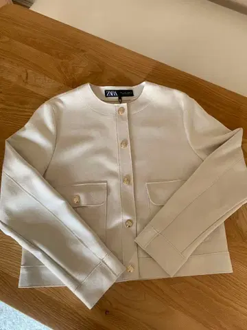 ZARA 노카라 자켓 S 크림