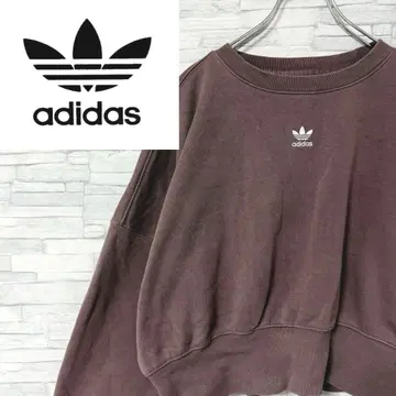 아디다스 맨투맨 숏 기장 트레포일 로고 자수 팥색 M