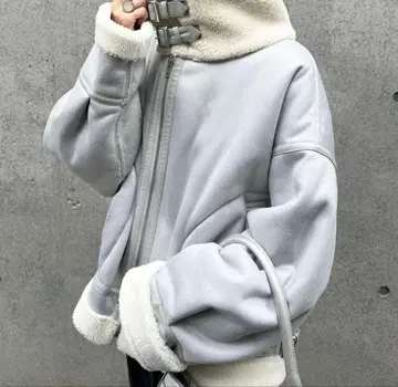 MAJESTIC LEGON 오버 사이즈 보아 블루종 M 사이즈