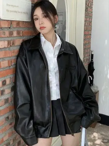 쉬인 가죽 자켓 블랙