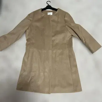 베이지 울 혼방 롱 코트 48