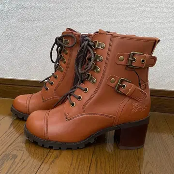 YOSUKE 천연 가죽 브라운 힐 부츠 22.5cm