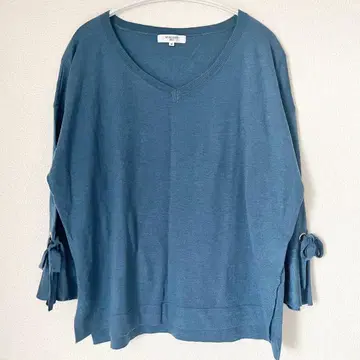 내추럴 뷰티 베이직 니트 얇은 소재 스웨터 딥 블루 M