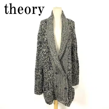 LA8683 theory 띠어리 니트 코트 블랙 화이트 울 100% S