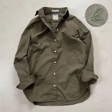 레어 02 사이즈 매디슨 블루 마담 셔츠 워시 아웃 카키 B 자수