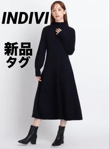 INDIVI 새상품 택 네이비 긴팔 니트 원피스 레어 사이즈