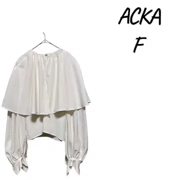 ACKA 화이트 긴팔 블라우스 셔츠, 세일러 카라, 탈부착 옷깃