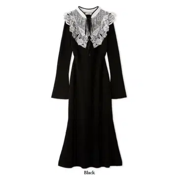 자수 칼라 도킹 원피스 2024 자수 레이스