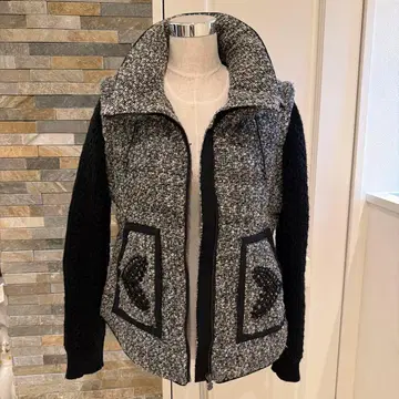 트위드풍 블랙 화이트 자켓