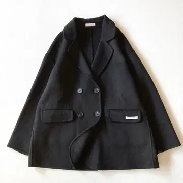 옥순 ok.soon 울 리버 P코트 핸드메이드 더블 페이스 블랙