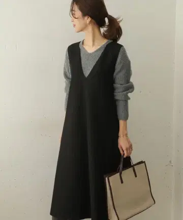 URBAN RESEARCH DOORS A라인 오버롤 스커트 블랙