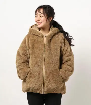 보아 후드 자켓 브라운