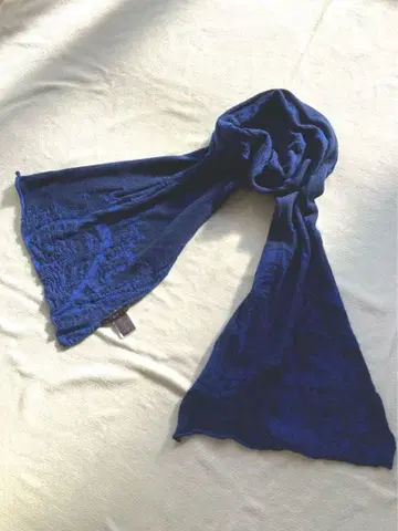 ETRO 페이즐리 무늬 3D 롱 머플러 캐시미어 코튼 네이비 이탈리아제