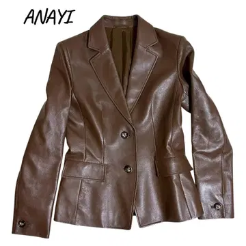 아나이 ANAYI 램 가죽 양가죽 리얼 가죽 자켓 브라운 38 사이즈
