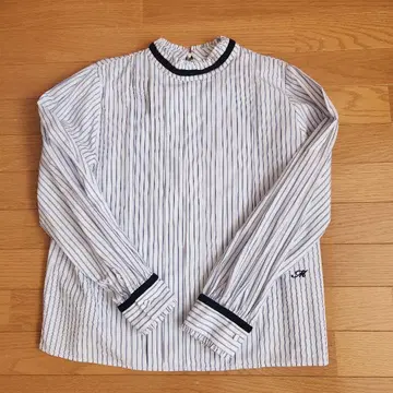 나포카 스트라이프 턱 셔츠 블라우스 스탠드 프릴 나포카