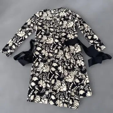 꽃무늬 허리 리본 포함 코트 9AR