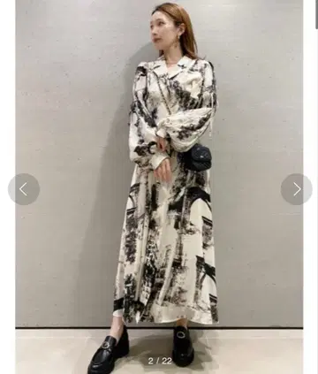 SNIDEL 시티 프린트 원피스 BLACK