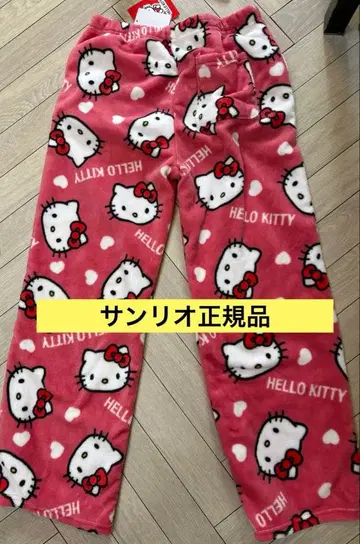 산리오 정품 일본 한정판 헬로키티 플리스 팬츠 복슬복슬 파자마