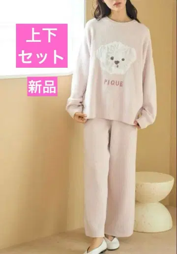 [ 새상품 ] 젤라또피케 메렝게도그 패턴 풀오버 & 롱 팬츠 세트